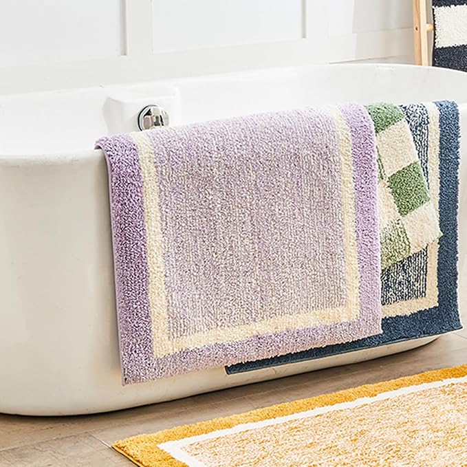 CozeCube Bath mats for Bathroom Non Slip, Fluffy Absorbent Microfiber Bath mat Washable, Aesthetic Bathroom Rugs, Long Purple Bath Runner, Lavender, 59" x 24"