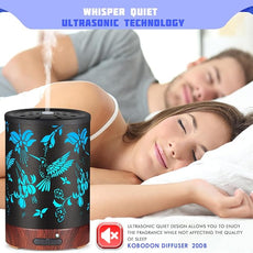 Metal Essential Oils Diffuser 150ML Christmas Aromatherapy Diffuser Cool Mist Humidifier with 7 Colors Lights Waterless Auto Off Air Diffusers as Gifts for Mom (B-Hummingbird)