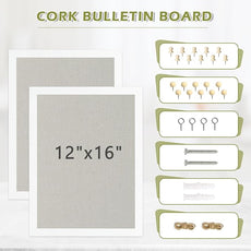 2-Pack Double-Sided Cork Board with Linen, 16