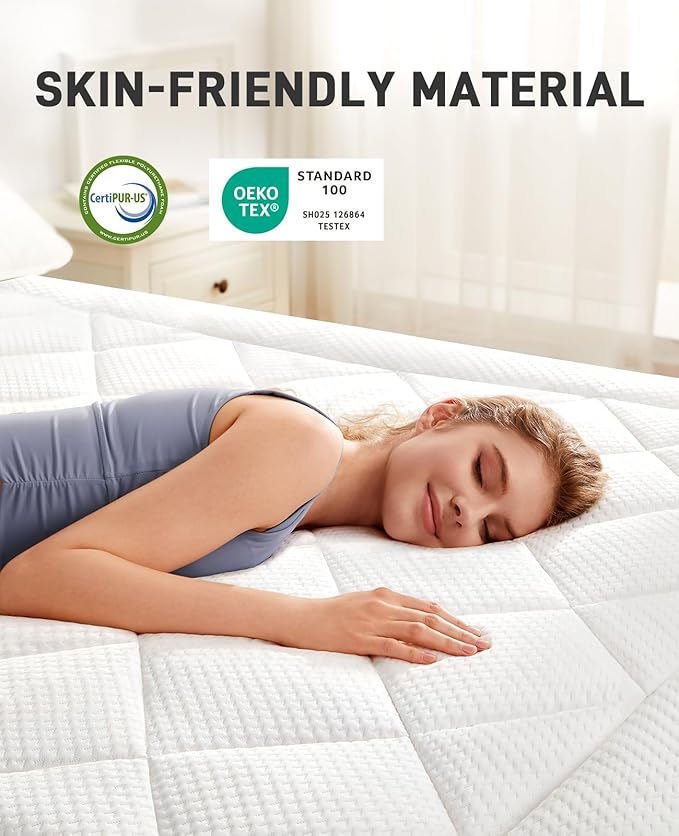 PERLECARE Twin XL Mattress Topper 4 Inch, Plush Support for College Dorm Room Essentials, 2.5 Inch Soft Cooling Gel Memory Foam Plus 1.5 Inch Pillow Top Cover, CertiPUR-US Certified