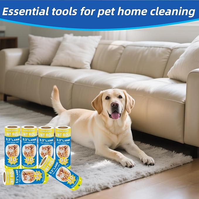 Large Lint Roller Refills for Pet Hair Sheets Extra 6.3 Inch 540Sticky Portable Pet Lint Remover for Clothes, Floor, Furniture, Carpet, Dog and Cat Hair Removal