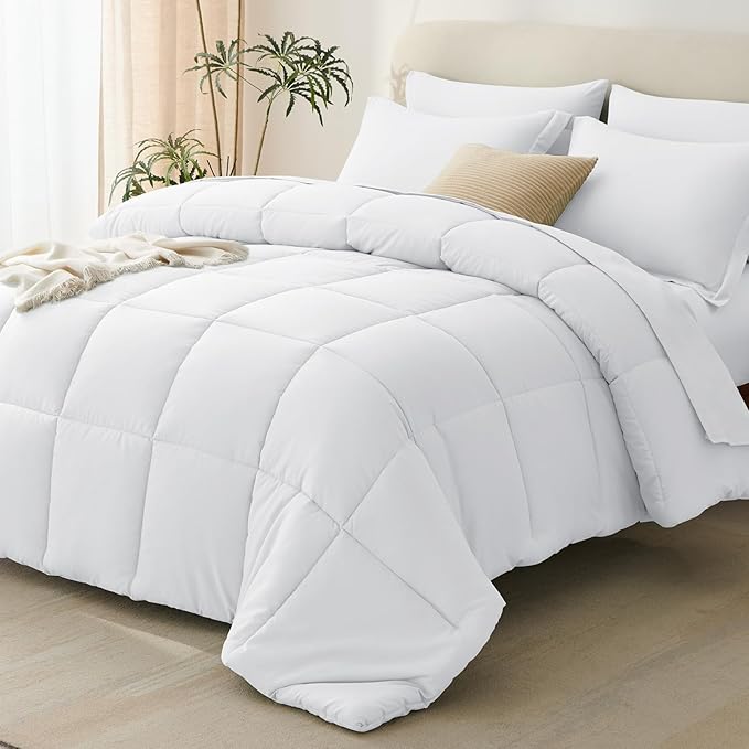 CozyLux Full Size Comforter Sets White - 7 Pieces Bed in a Bag Full, Oeko-Tex Certified Bed Set, All Season Soft Bedding Set with Down Alternative Comforter, Sheets, Pillowcases & Pillow Shams