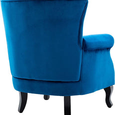 Accent Chairs Set of 2 with Arm Comfy Living Room Chair Mid-Century Modern Wingback Side Chair Velvet Single Sofa Couch for Bedroom Guest Room, Blue