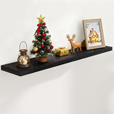 Fun Memories 55 Inch Floating Shelves for Wall, 55x9.3 Large Floating Shelf for Bedroom, Kitchen, Bathroom, Wall Mounted Rustic Wood Shelves with Invisible Bracket for Books, Decor, Black