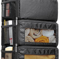 Suitcase Organizer, Travel Luggage Organizer Hanging Shelves Packing Cube Closet/Collapsible Portable Travel Organizer for Carry-on
