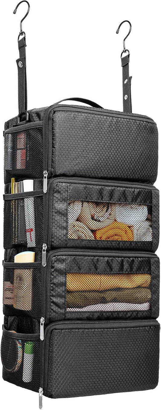 Suitcase Organizer, Travel Luggage Organizer Hanging Shelves Packing Cube Closet/Collapsible Portable Travel Organizer for Carry-on