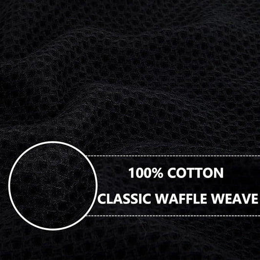 Homaxy 100% Cotton Oversized Waffle Weave Kitchen Dish Towels, Ultra Soft Absorbent Quick Drying Cleaning Towel, 20 x 28 Inches, 8-Pack, Black