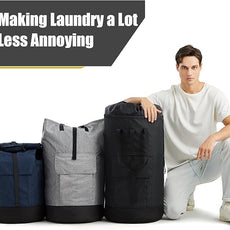 Laundry Bag for College, 115L Heavy Duty Laundry Backpack with Shoulder Straps, Large Dirty Clothes Bag for Dorm, Apartment and Laundromat, Laundry Duffle Bag for Travel, Beach, Camping, oyster grey