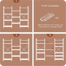 SUPERJARE Triple 4 Tier Bookshelf, Bookcase with 11 Open Display Shelves, Wide Book Shelf Book Case for Home & Office, White