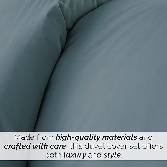 Southshore Fine Living Inc. Premium Collection Oversized Queen Duvet Cover Set, Easy Care Soft Duvet Cover Full Size, 3-Piece With Two Matching Shams (98 In Wide X 98 In Long), Full/Queen, Steel Blue