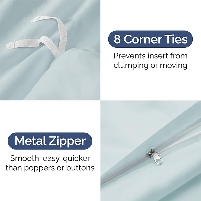 CGK Unlimited Duvet Cover Full Size Set - Extra Soft Full Size Duvet Cover 80 x 90 with 2 Pillow Shams - Hotel Quality and Fade Free w/Zipper Closures & Ties - Bedding and Bed Linens Set (Ice Blue)