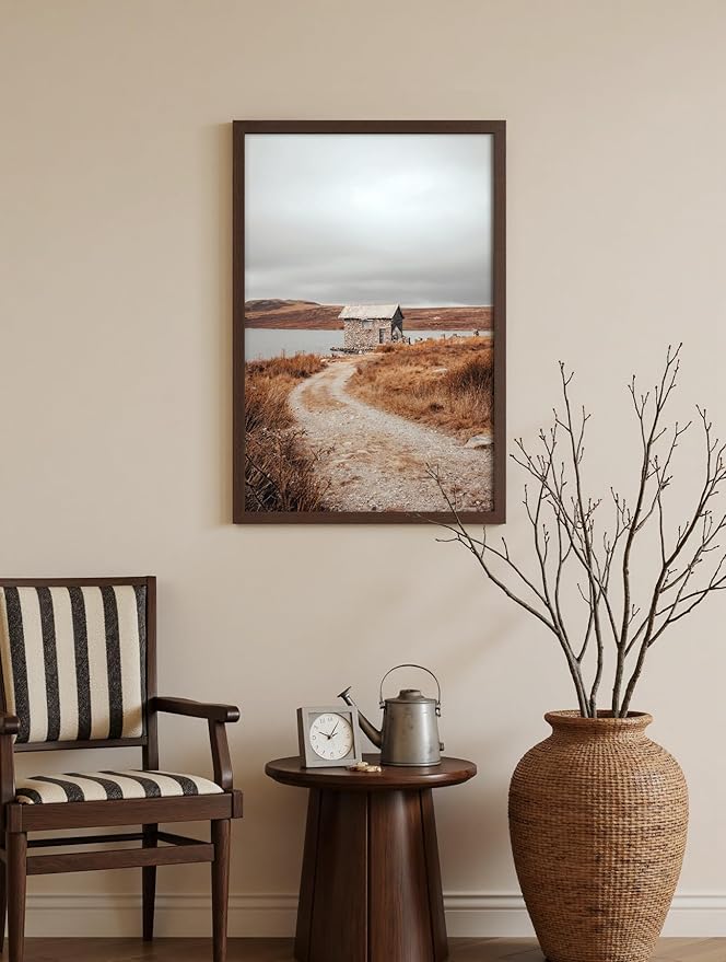 20x30 Frame Set of 3, Dark Brown Wood Grain 20x30 Poster Frame for Gallery Wall Mounting (3 Pack,Walnut)