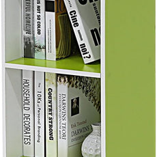 Furinno LUDER Book Shelf, 3-Cube Bookshelf, Bookcase with Open Shelves, 9.3 x 12 x 31.5, for Living Room, Bedroom, Home Office, White/Green