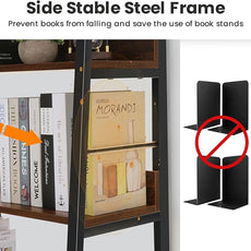 Himimi Ladder Bookshelf, 5 Shelf Bookcase Industrial Bookshelf Wood and Metal Bookshelves, Plant Flower Stand Rack Book Storage Shelves for Living Room, Bedroom, Home Office (2 PCS)