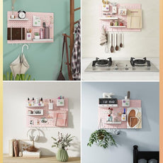 Metal Pegboard Kit — Carbon Steel Pegboards with 26 Accessories, Pegboard Wall Organizer for Home, Office, Study Room, Kitchen, Craft Room & Gaming Setup— 24″ × 16″ Pink Peg Board