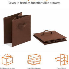 Amazon Basics Cube Organizer Storage Bins Handles, Collapsible Fabric, Pack of 6, 10.5