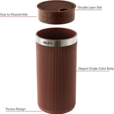 Knife Block Without Knives, JINLIFA Kitchen Knife Holder Block, Universal Knife Storage Organizer Stand Rack for Countertop (Stylish Brown Color)