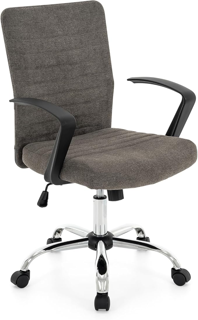 422 High Back Ribbed Office Chair Ergonomically Designed with Armrest Executive Swivel Computer Chairs with Wheels for Conference Study Leisure(Dark Grey)