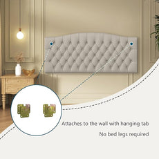 Velvet Upholstered Headboard Queen/Full Size Latest Model Wall Mount, Bed Frame Mount, Featuring High-Density Sponge Padding, Luxury Texture Easy Assembly Comfort and Style-Taupe