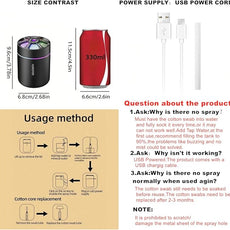 180ml Portable Small Humidifier with Colorful LED Night Light, USB Personal Desktop Humidifier for Car Home Office Travel, Auto Shut-Off, 2 Mist Modes, Super Quiet