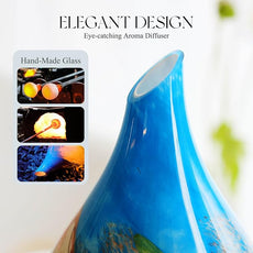 Porseme 280ml Essential Oil Diffuser Glass Color Changing Aroma Air Diffusers Aromatherapy Ultrasonic Cool Mist Humidifier 7 Running Hours Waterless Auto-Off for Sleeping, Yoga, Office (Blue Grass)