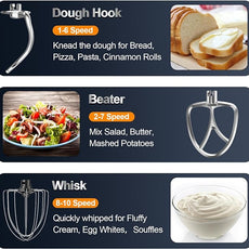 Stand Mixer, 6.5QT 10-Speed Tilt-Head Electric Stand Mixer, 3-In-1 Kitchen Mixer with Bowl, Dough Hook, Whisk and Beater, Food Mixer for Baking, Cake and Most Home Cooks, Black