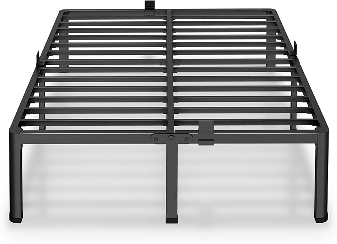 MAF 18 Inch California King Bed Frame with Round Corner Legs Mattress Slide Stopper No Box Spring Needed Heavy Duty Metal Platform Bed Frames, 3000 LBS Steel Slats Support
