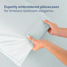 Queen Size 4 Piece Sheet Set - Comfy Breathable & Cooling Bed Sheets Set - Hotel Luxury Bedding for Women, Men, Kids, Teens, Boys & Girls - Deep Pockets, Ultra-Soft, Wrinkle Free - Oeko-Tex - Ice Blue