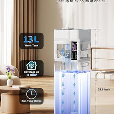 13L/3.4Gal Humidifiers for Bedroom, Ultrasonic Warm & Cool Mist Humidifier Large Room, Covers 800ft², 72H Runtime, 24H Timer, 3 Mist Modes Top Fill Quiet Humidifiers for Home, Office, White