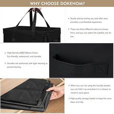 DOKEHOM 90L X-Large Laundry Basket with Removable Wash Bag on Wheels, Collapsible Rolling Laundry Hamper, Foldable Clothes Organizer, Folding Washing Bin (Black)