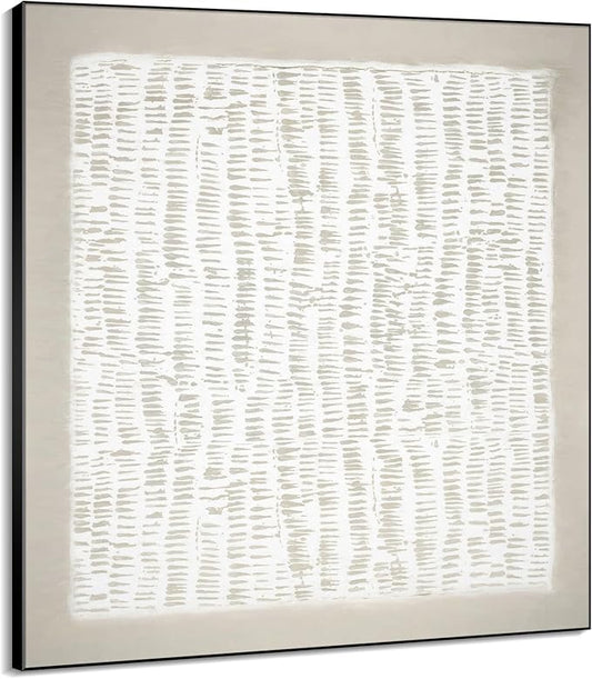 46"x46" XL Framed Wall Art - Neutral Abstract Line Design Art (Frame Assembly Required)