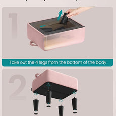 SONGMICS Foot Stool with Legs, Small Footstool Ottoman, Velvet Seat with Thick Cushion, for Living Room, Bedroom, Entryway, 330 lb Weight Capacity, Jelly Pink ULOM501R01