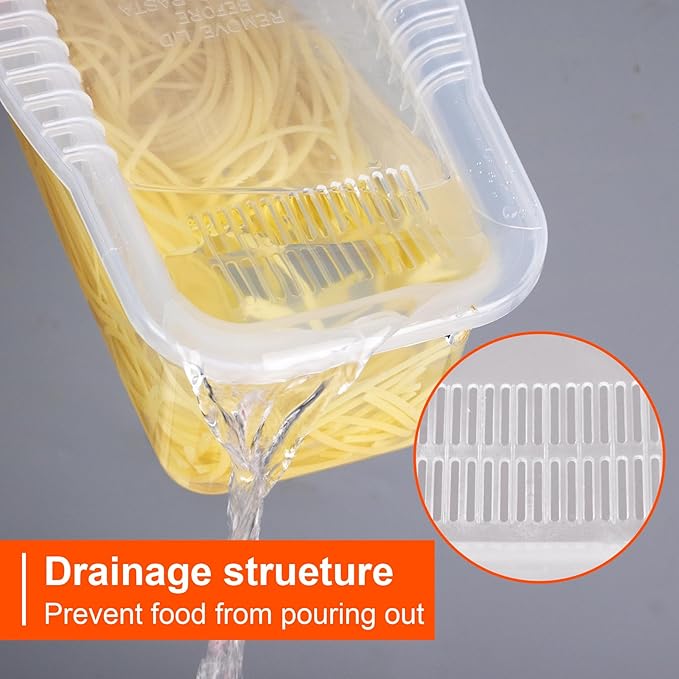 Microwave Pasta Pot with Strainer Lid & Measuring Cup Clip Quickly Cook 1-4 Servings-No Mess, Sticking or Waiting For Boil, Pasta Cooker in Microwave for Dorm Kitchen Office College Essential