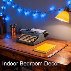 Cute Blue Cherry Blossom Flower Fairy String Lights Indoor Bedroom Decor, 10ft 30 LED Battery & USB Operated Lighted Up Floral lamp for Birthday Wedding Home Valentine Party Decorations (Blue)