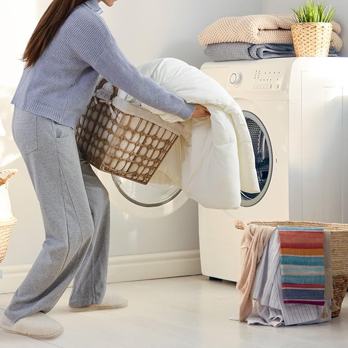 ROSGONIA Oversized King Comforter 128x120, 3pcs Super King Plus (1 Ivory Comforter & 2 Pillowcases) Lightweight Oversized Bedding Set Blanket