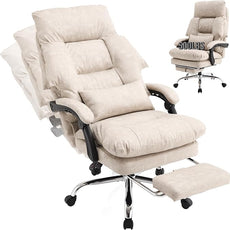 Office Chair with Footrest 500lbs,Reclining Leather Computer Chair for Heavy People, Big and Tall Comfy Executive Desk Chair with Lumbar Support & Pillow Black,High Back Vintage Color