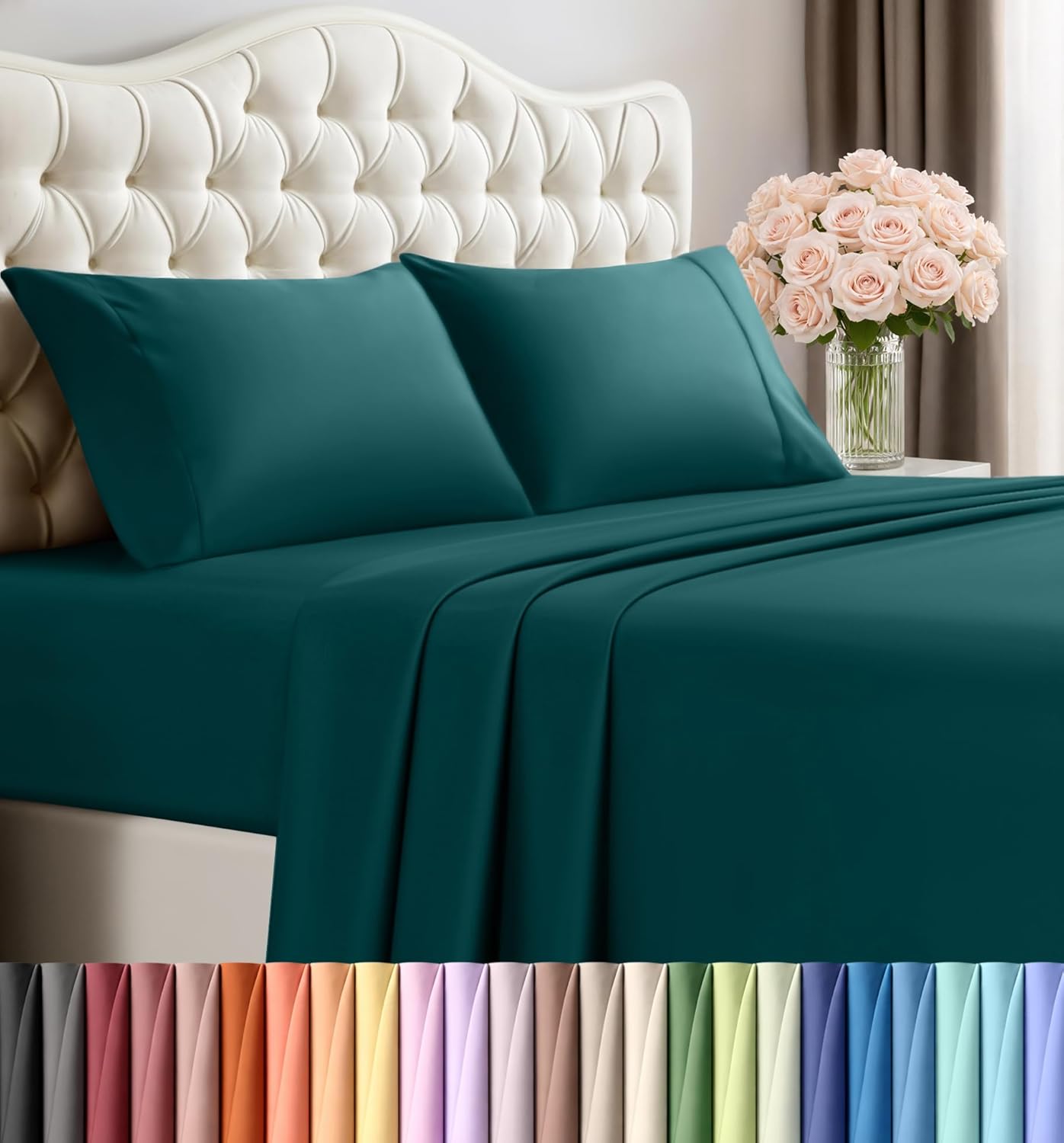 Utopia Bedding Queen Size Sheet Set – 4 Piece Bed Sheets, Soft and Breathable Microfiber, Includes 1 Fitted Sheet, 1 Flat Sheet and 2 Pillowcases – Oeko Tex (Grey) Dormly
