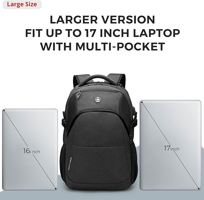 Swissdigital Design Travel Laptop Backpack for Men and Women, 35L Expandable Large College Backpack with USB Charging Port for Fits 17 Inch Notebook, Grey | SD1671-02