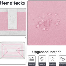 HomeHacks 2 Pack Large Laundry Baskets, Waterproof, Freestanding Laundry Hampers, Collapsible Clothes Hamper with Reinforced Handles in Laundry, College Dorm, Bathroom, Bedroom (Pink, 125Lx2)