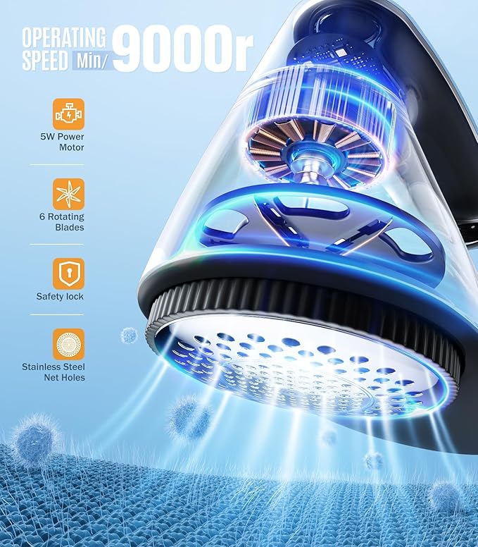 POPCHOSE Fabric Shaver, Rechargeable Lint Remover Defuzzer Sweater Shaver, Fuzz Remover for Clothes, Sweater, Furniture, Couch, Cashmere(Two 6-Leaf Blades Extra, Electrostatic Brush)…