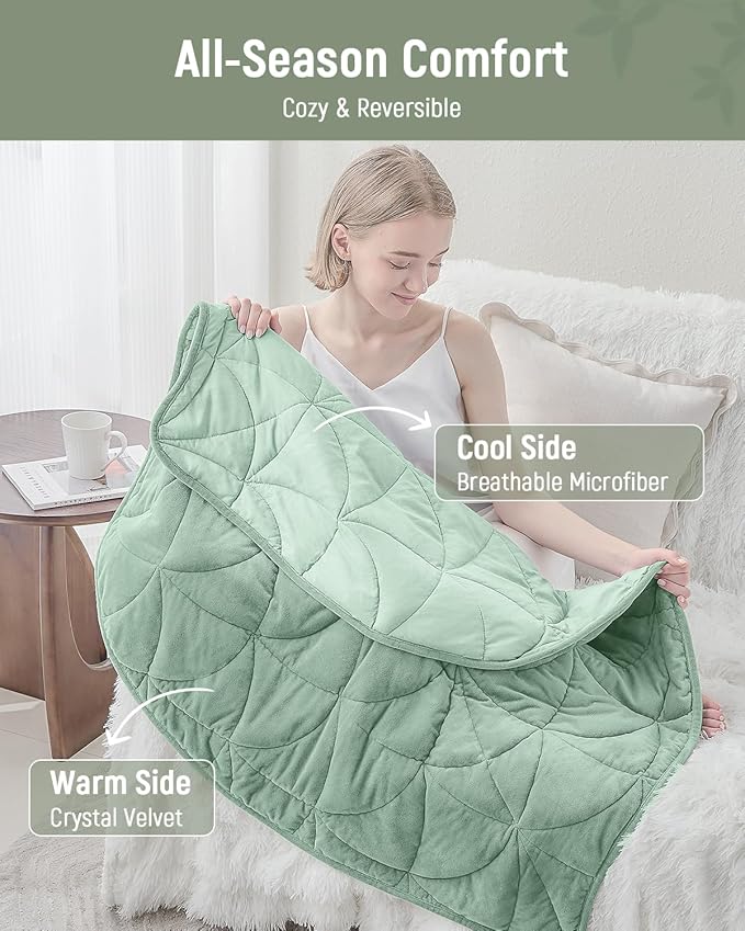 Weighted Lap Blanket 7 lbs for Adults, Luxury Soft Small Weighted Blanket, Compact Portable Weighted Lap Pad for Relaxation, Sleeping, Travel, All-Season Use, Sage Green, 40" x 52"