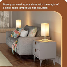 aooshine White Small Table Lamp - Bedside Lamp for Bedroom, Minimalist Nightstand Lamp with Square Fabric Shade, Desk Lamp for Kids Room Dorm