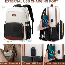 Laptop Backpack for Women Bookbag: 17 inch Work School Backpacks with Pouch Pocket for Large Capacity Cup & USB Charger College Book Bag Travel Business Nurse Teacher Bookbags Anti-theft Back Pack