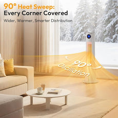 Space Heater with Humidifier - Portable Tower Heater for Indoor Use with 1L Water Tank, Space Heater Large Room, Office, Bedroom, Oscillation, 3 Heating Modes, 12H Timer, Tip-over Protection