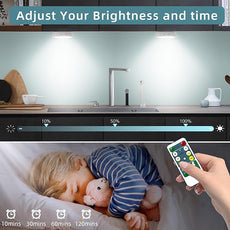 Motion Sensor Puck Step Lights with Charging Station, 3 Colors USB Rechargeable LED Closet Light, Dimmable Under Cabinet Lighting, Stick-on Lights (4 Pack)