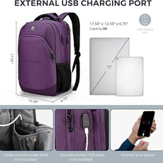 Swissdigital Design Business Laptop Backpack, College Laptops Backpack with USB Charging Port for Men and Women Fits 16 Inch Notebook, Purple | SD1670-51
