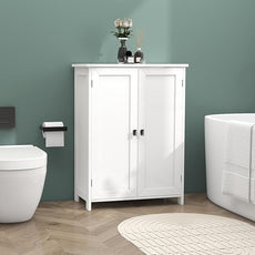 TaoHFE White Bathroom Floor Cabinet,Small Storages Cabinets with 2 Doors Bath Room Storage Cabinet,Small Bathroom Storage Cabinet for Living Room, Entryway,White