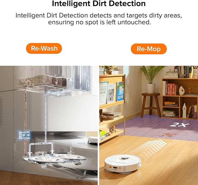roborock Qrevo Pro Robot Vacuum and Mop with FlexiArm Design Edge Mopping, Dynamic Hot Water Mop Washing and Auto Mop Drying, Intelligent Dirt Detection (Renewed)