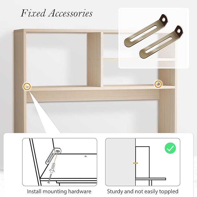 Jerry & Maggie Desktop Bookshelf Organizer, 4-Tier Desk Shelf with Hutch for Computer Desk, Wall Shelf Organizer & Room Decor Aesthetic, Dorm & Office Storage for Books, Laptop (White Wood/38 in)