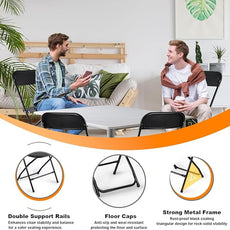 10 Pack Black Folding Chairs, Portable Stackable Commercial Foldable Chair, Indoor Outdoor Plastic Folding Chair for Events/Office/Home/Wedding/Party, 400lbs Capacity